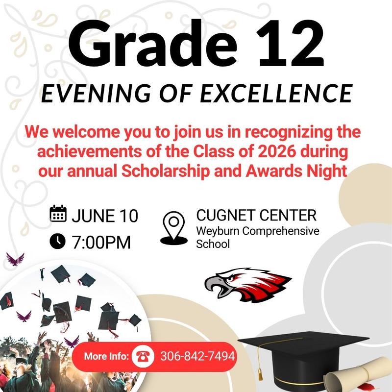 White background. On the lower right is a grad cap with a small Eagle logo above it. To the right is an illustration of many grade caps being thrown into the air.