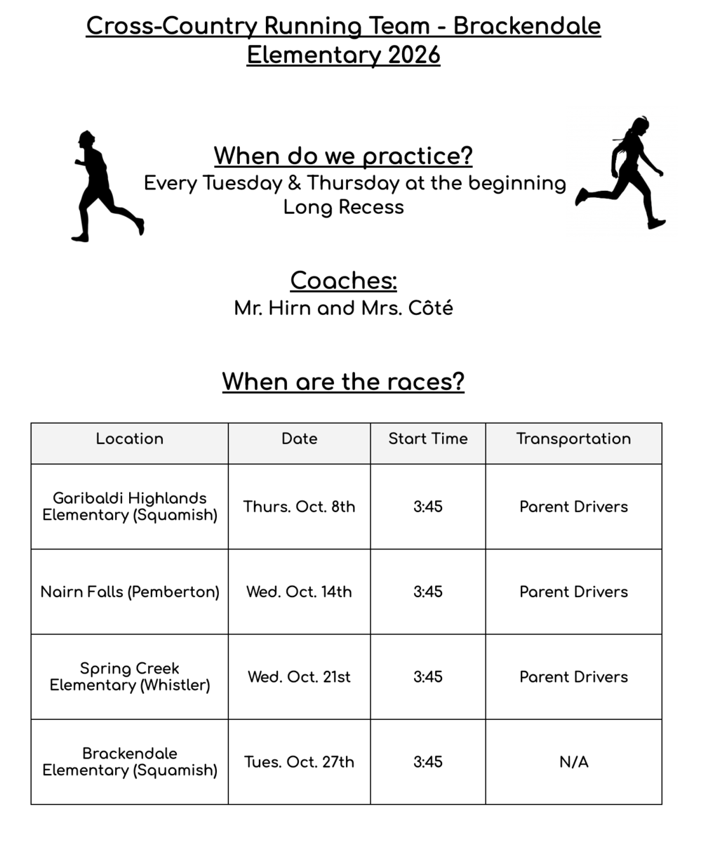 Cross Country Schedule