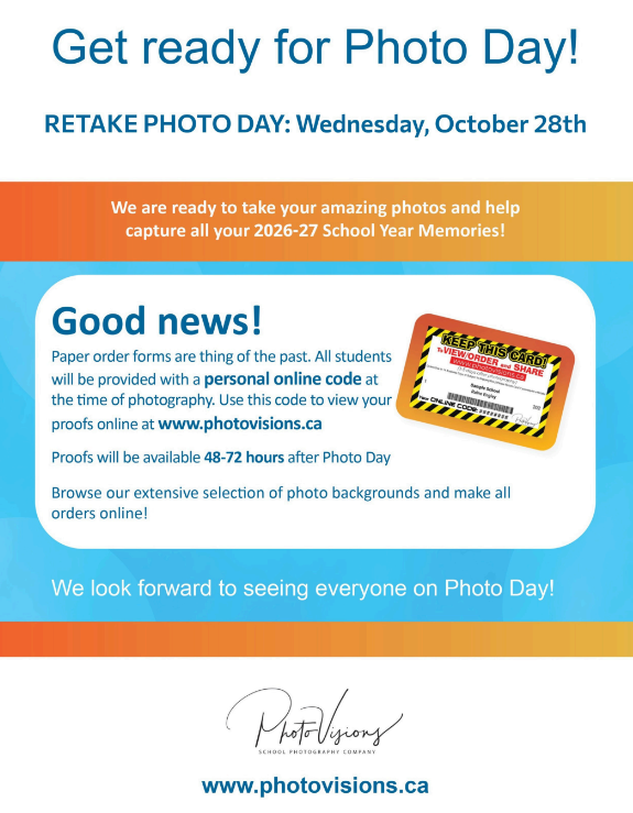 Flyer for Photo retake day October 28