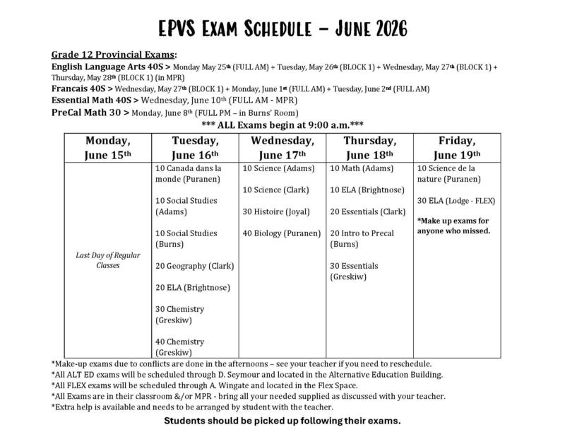 Exam Schedule
