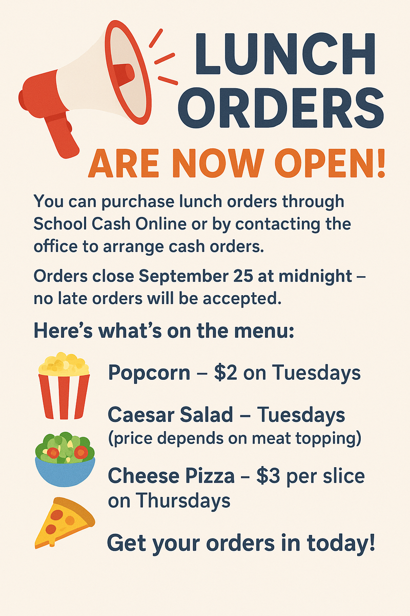 Lunch orders now open!