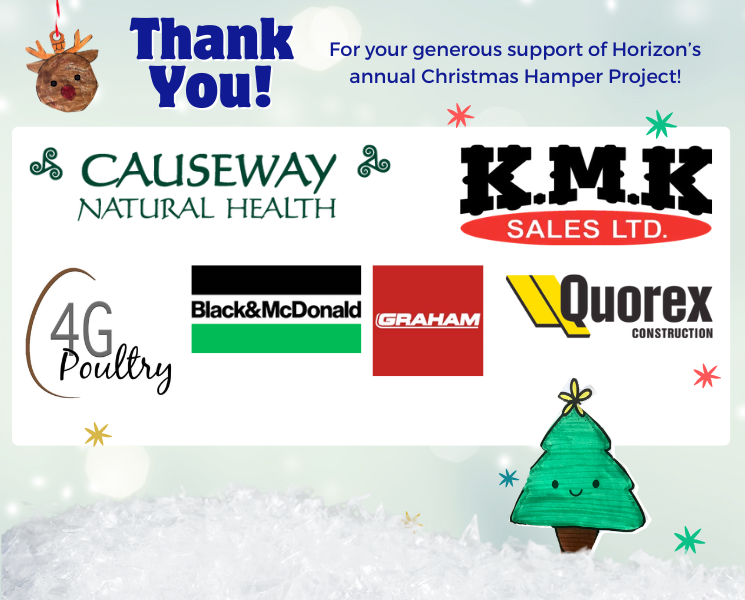 Thank you to our generous sponsors for supporting Horizon's annual Christmas Hamper Project. See horizonsd.ca/Christmas/ for details.