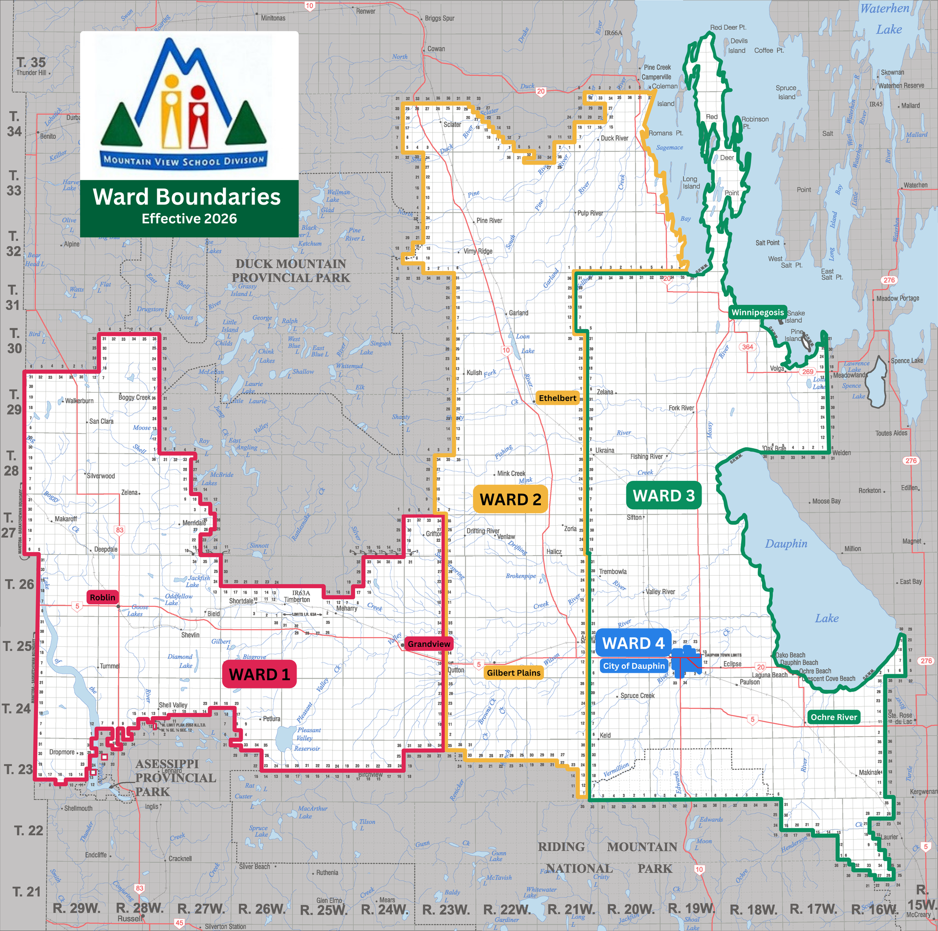 Ward boundaries map, effective 2026.