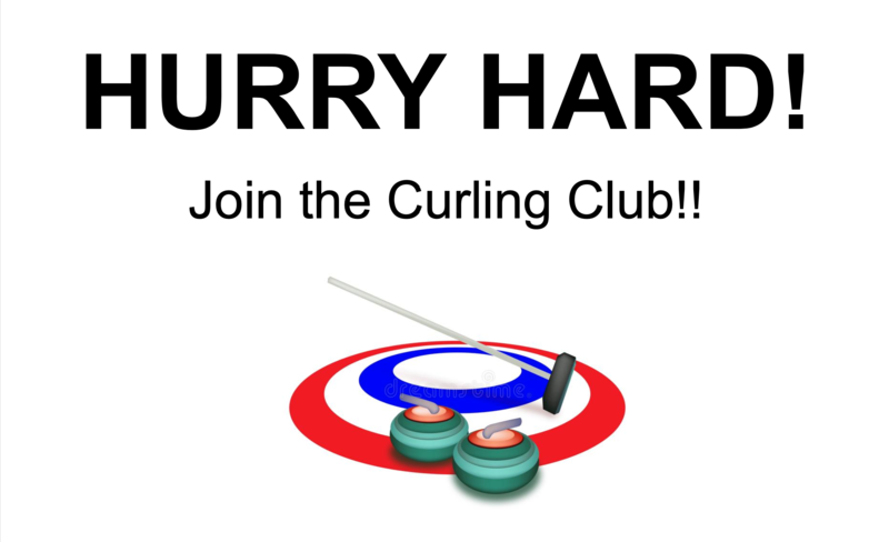 curling rocks pictured text reads hurry hard