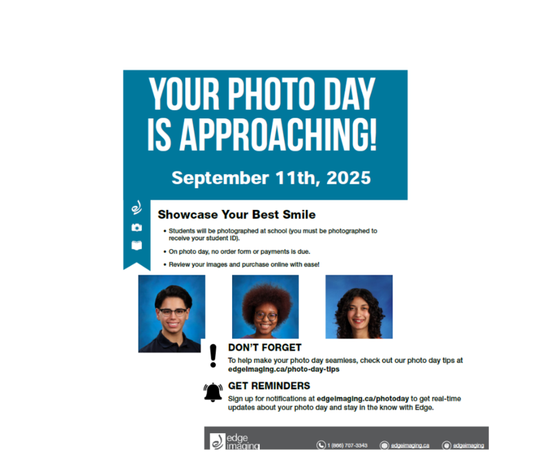 2025-2026 Photo Day is Thursday September 11, 2025