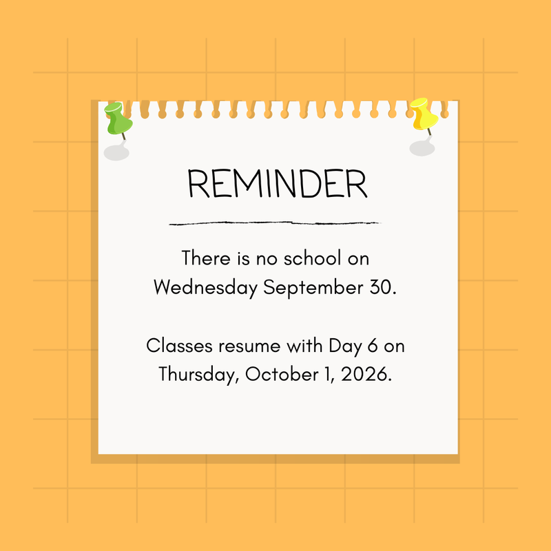 No School September 30, 2026.