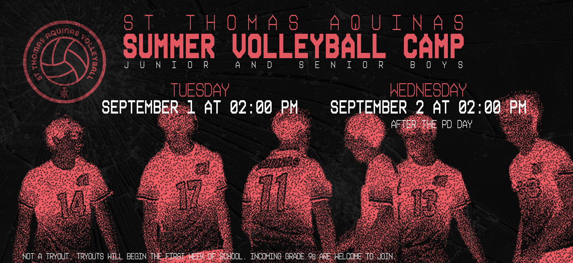 Volleyball Boys Camp September 1st and 2nd at 2:00 PM