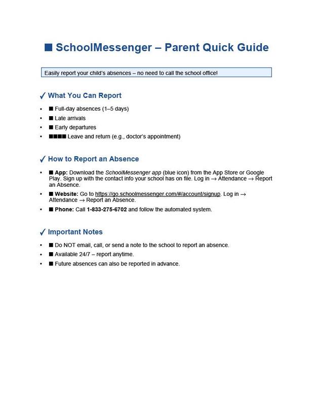 School Messenger Cheat Sheet