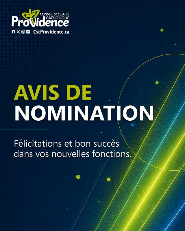 Avis de nomination 2026-2027