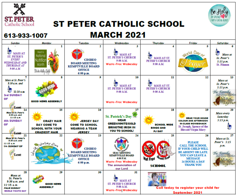 March School Calendar Featured Photo