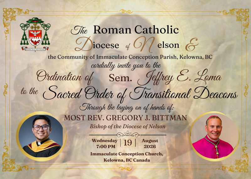 Invitation to Ordination of Transitional Deacon Loma