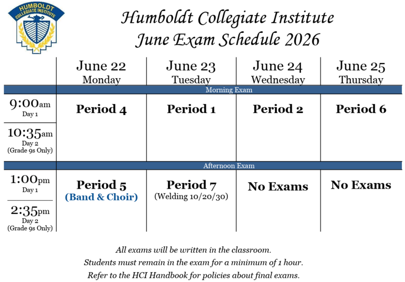 June Exam Schedule - 2026