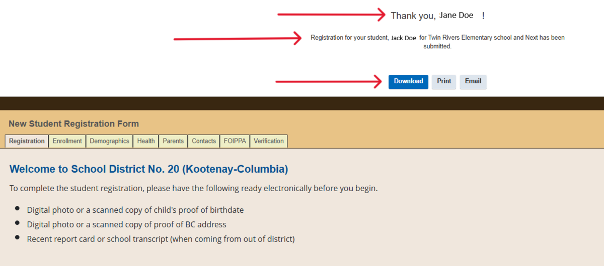 Registration Confirmation Msg
