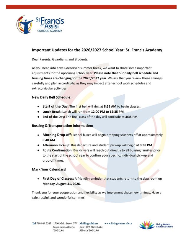 Important Changes for the Upcoming 2026/2027 School Year! Featured Photo