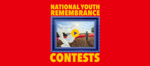 Photo of dove and soldier in poppy field with text reading National Youth Remembrance Contests