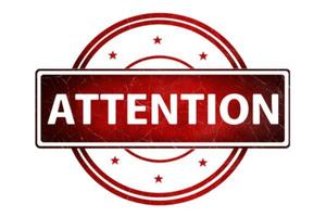 Attention in bold, red circle.