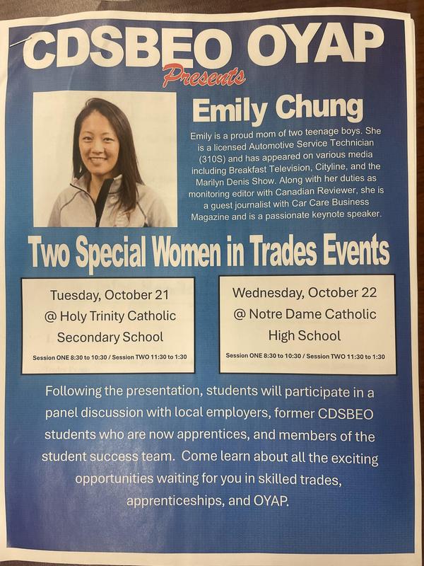 CDSBEO OYAP presents WOMEN IN THE TRADES EVENTS
