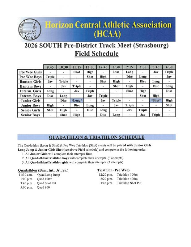 Pre District Track Schedule
