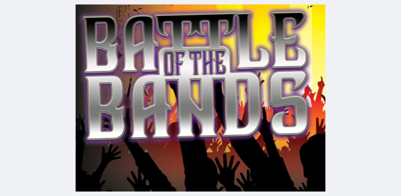 silhouette of band and fans text reads battle of the bands
