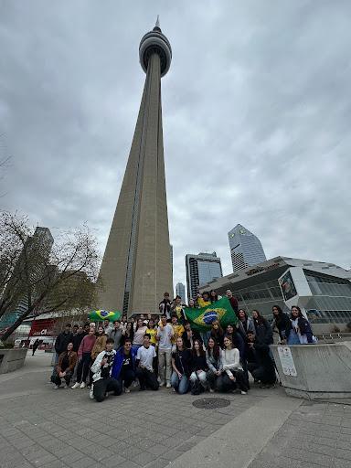 International Ed students posting in front of CN tower