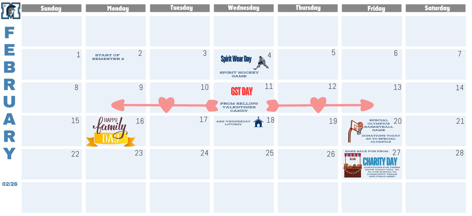 SMHS Events Calendar Updated Feb 2026