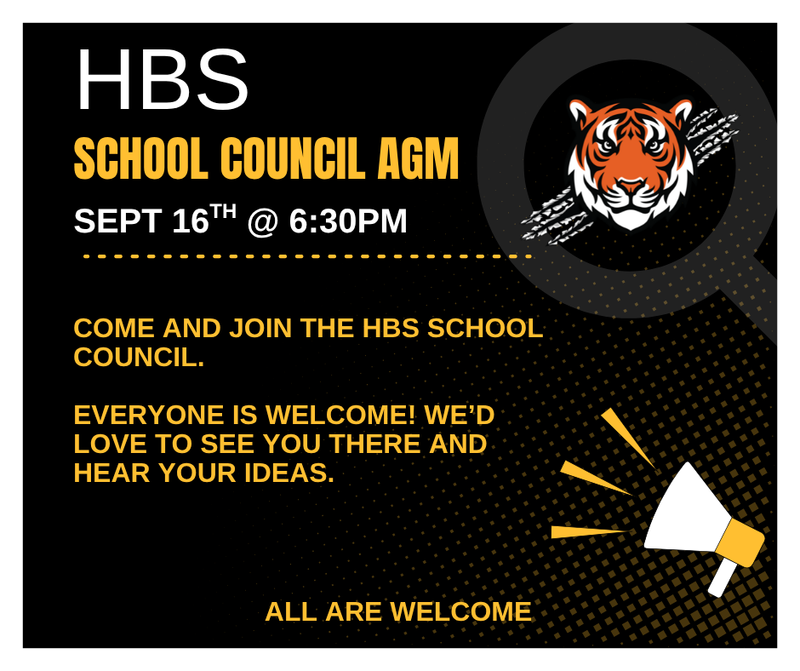 HBS School Council AGM - Sept 16th @ 6:30pm