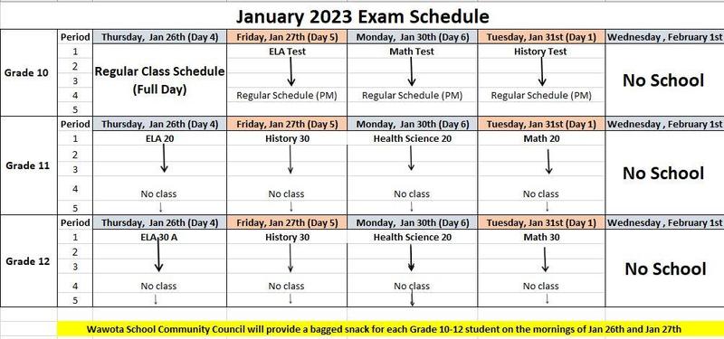 Exam schedule