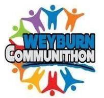 Communithon Logo features outlines of bodies in a circle in different colours with hands connected