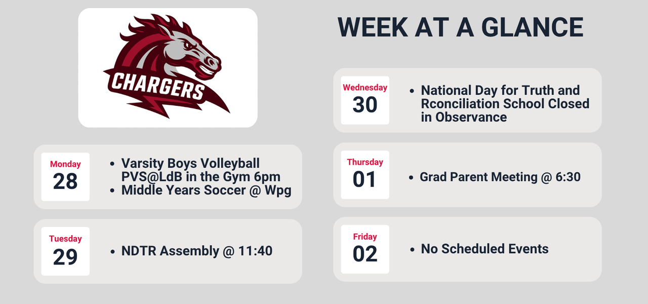 Week at a glance, check calendar for upcoming events