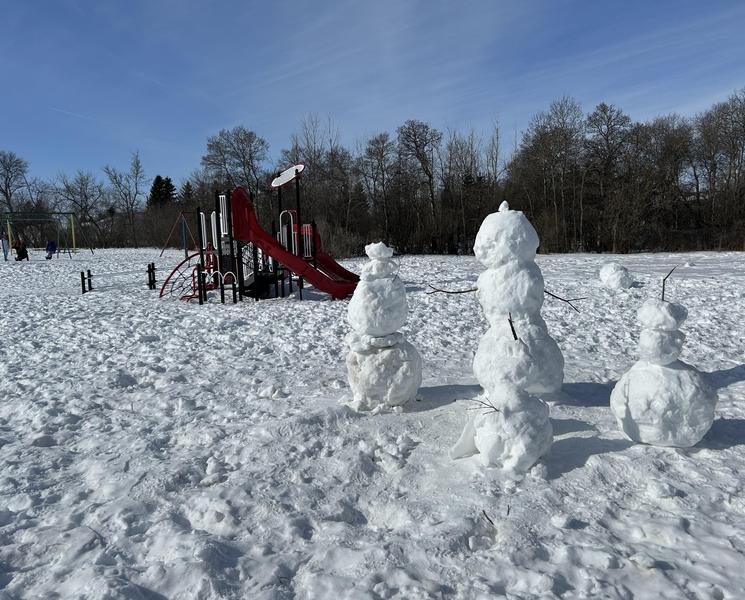 snowmen in playground