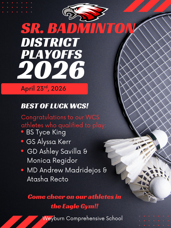 Good luck WCS SR. Badminton players! Featured Photo