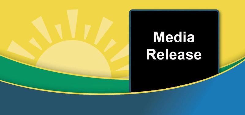 The Sunrise Logo - A sun with green and blue swishes underneath it. Words reading: Media Release.