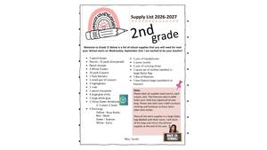 Grade 2 Supply List 2026/27