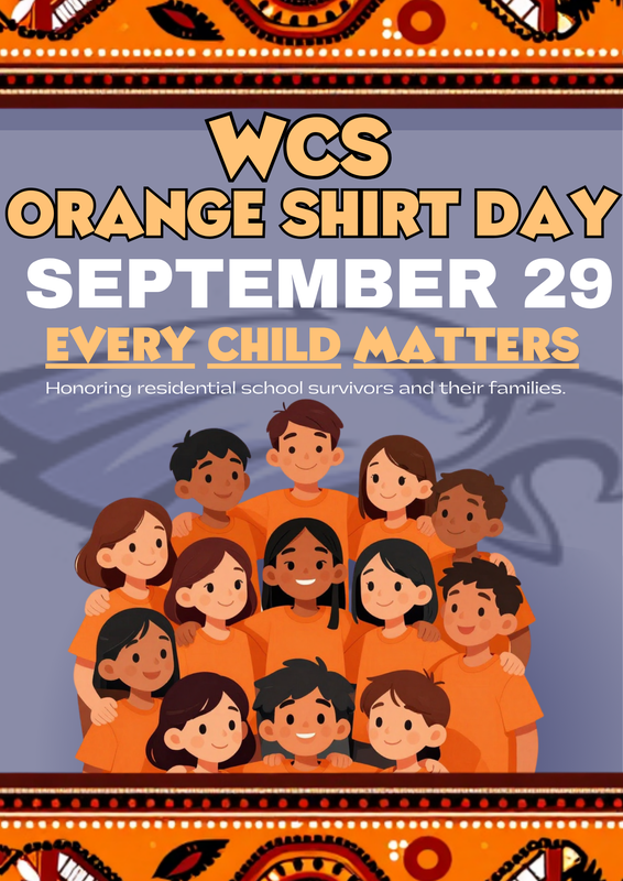 Group clad in orange, advertising WCS orange shirt day on September 29